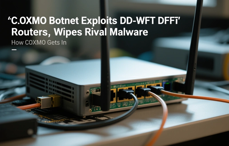 Visual representation of C0XMO Botnet Exploits DD-WRT Routers, Wipes Rival Malware