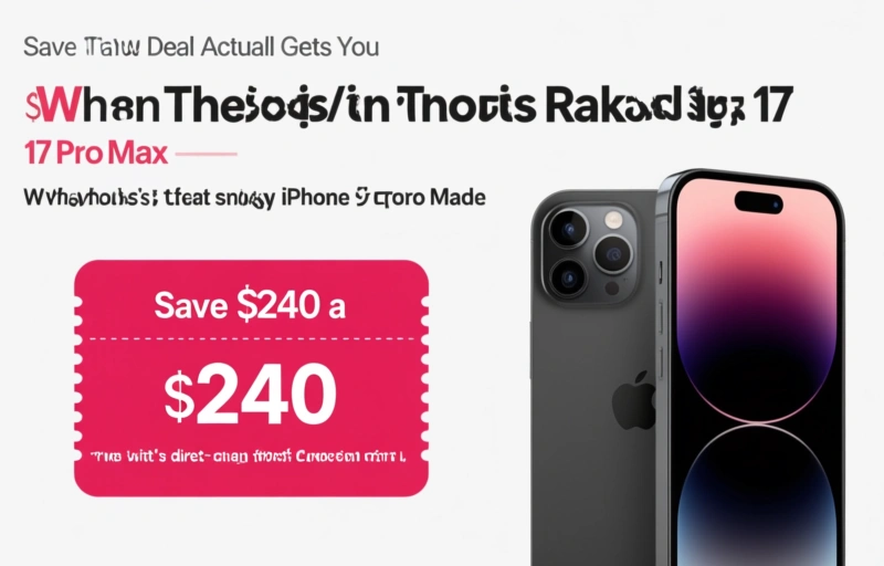Visual representation of Save $240 on iPhone 17 Pro Max with Today's Rakuten Code