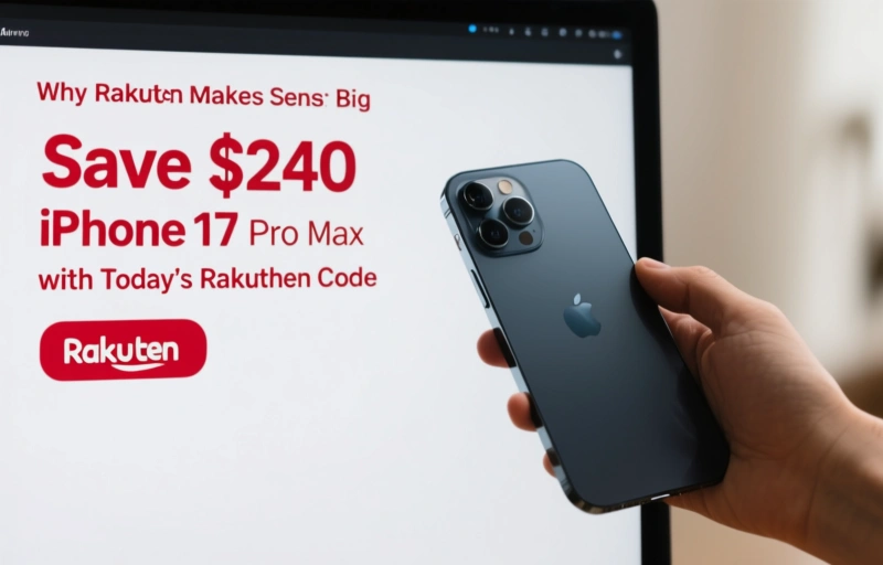 Visual representation of Save $240 on iPhone 17 Pro Max with Today's Rakuten Code