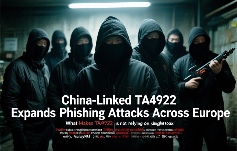 Visual representation of China-Linked TA4922 Expands Phishing Attacks Across Europe