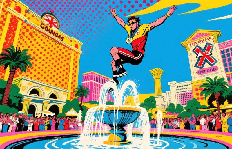 X-Games-Medaillengewinner springt über Caesars-Palace-Brunnen
