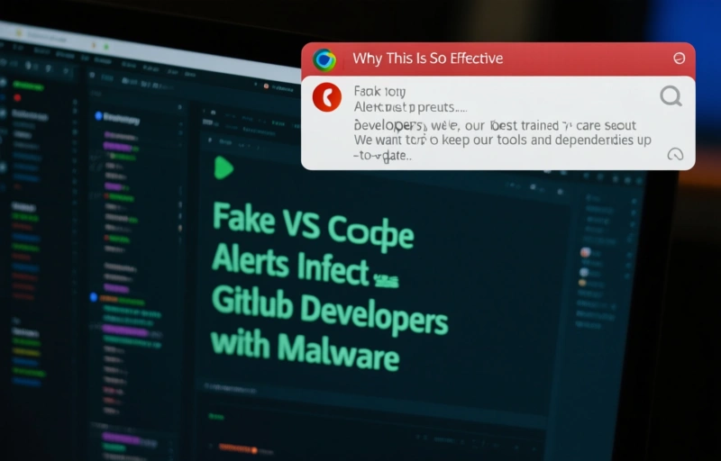 Visual representation of Fake VS Code Alerts Infect GitHub Developers with Malware