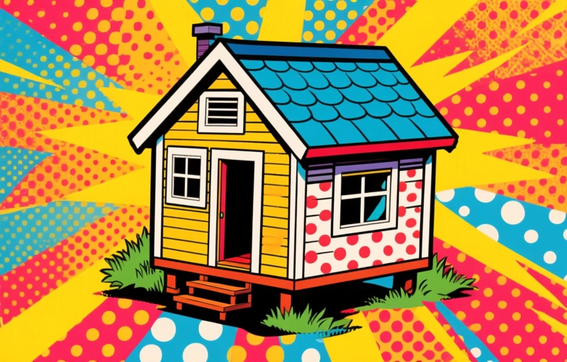 Visuele weergave van D66 Bergen plaatst tiny house op Plein voor bewustwording