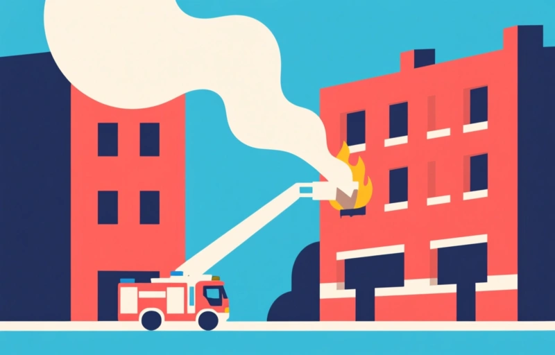 Brandweer rukt uit voor grote gebouwbrand in Noord-Broadway