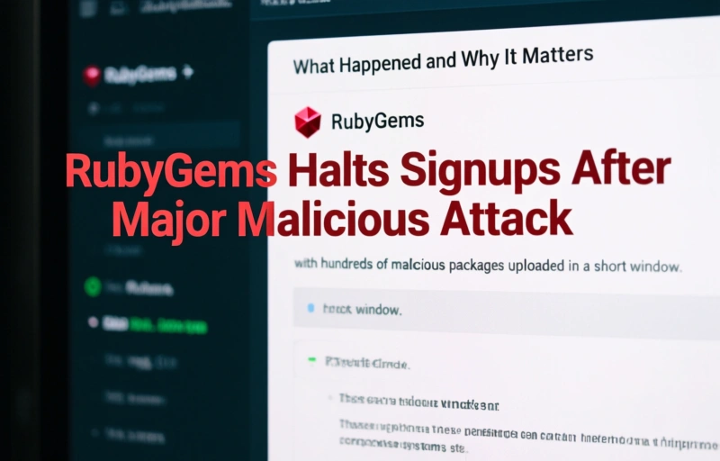 Visual representation of RubyGems Halts Signups After Major Malicious Attack