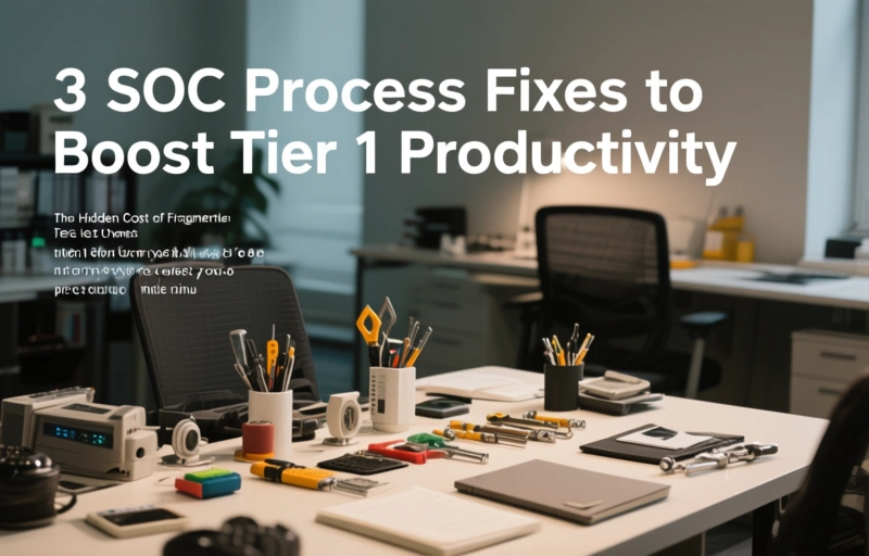 Visual representation of 3 SOC Process Fixes to Boost Tier 1 Productivity