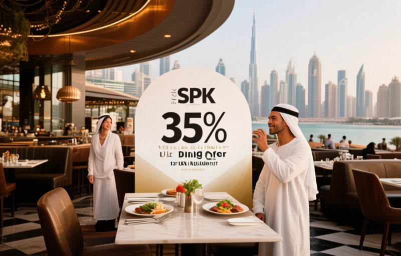 Visual representation of SPK Dubai's Exclusive 35% Dining Offer for UAE Residents