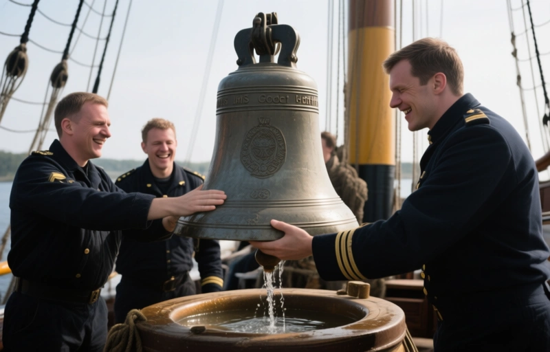 Belgian Maritime Relic Returns: HMS Godetia Ship's Bell Baptized