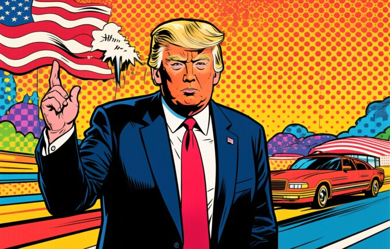 Visuele weergave van Trump als schaduwproducent voor Rush Hour 4