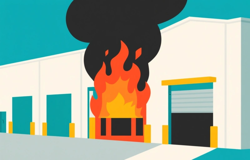 Brandbestrijding bij enorme vijf-alarm brand in Miami magazijn