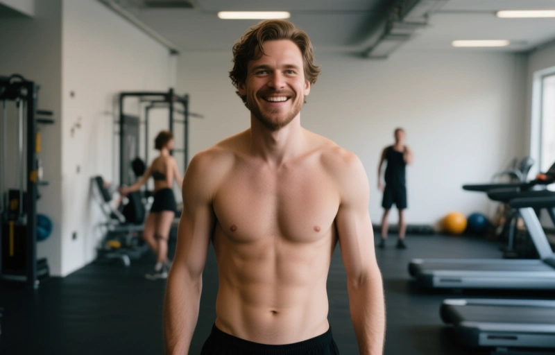 Aaron Hugese: Ein beeindruckender Anblick nackt im Fitnessstudio