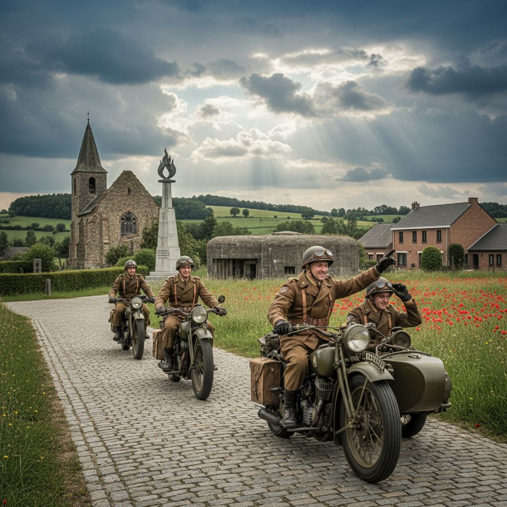 Vintage Military Bikes Tour WWII Liberation Sites in Belgium
