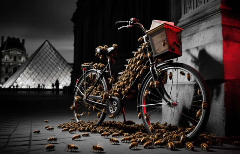 10,000 Bees Swarm a Bike Outside the Louvre in Paris