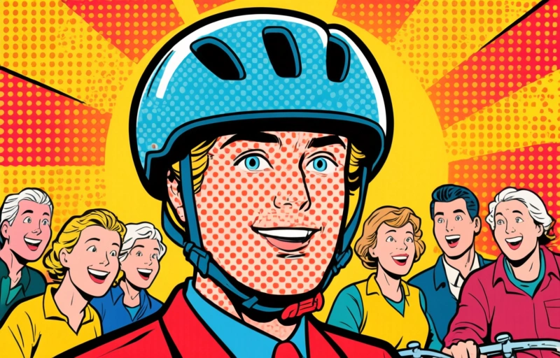 Visuele weergave van Superheldenhelmen op de fietscatwalk