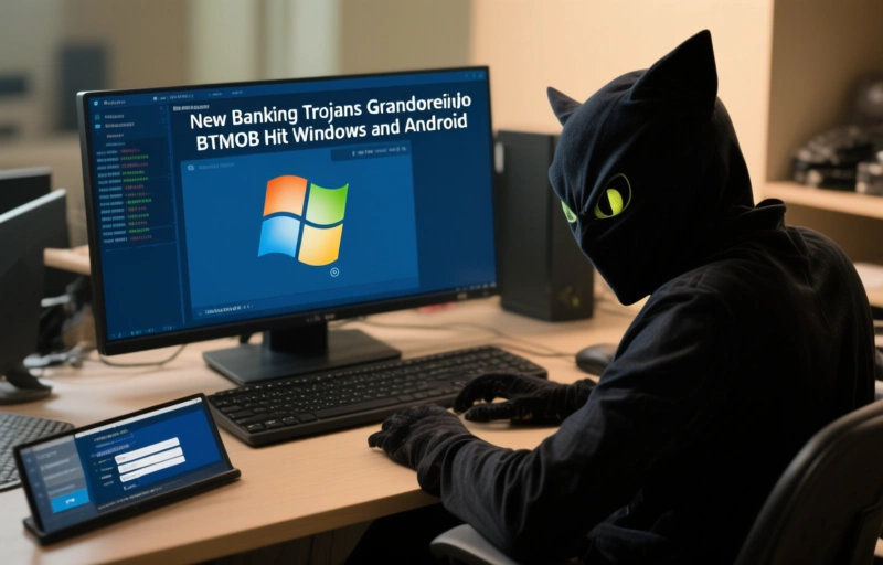 Visual representation of New Banking Trojans Grandoreiro and BTMOB Hit Windows and Android