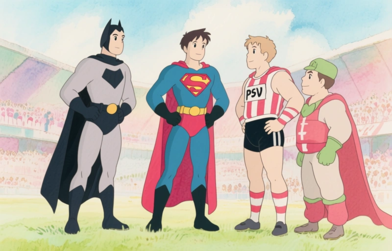 Visuele weergave van PSV als Superhelden