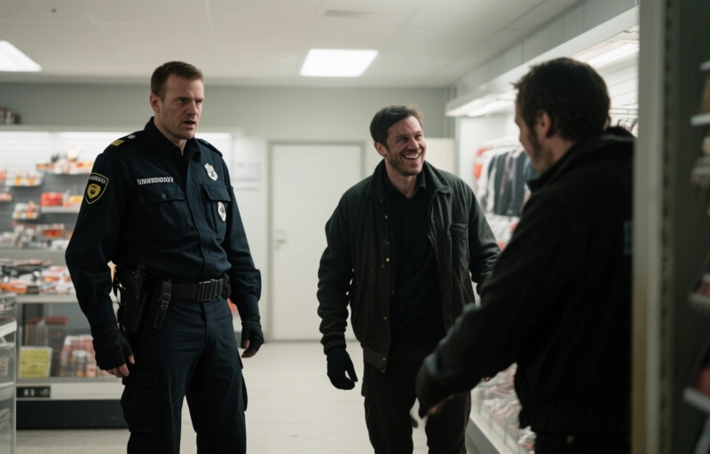 Spannendes Rollenspiel: Sicherheitsbeamter und Ladendieb