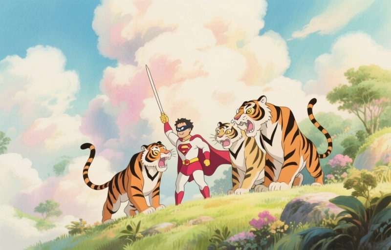 De Vier Tijgers Veroorzaken Chaos: Thaise Superhelden Humor