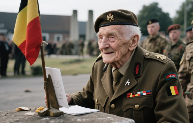 101-Year-Old Belgian Resistance Fighter Honors Peace Soldiers
