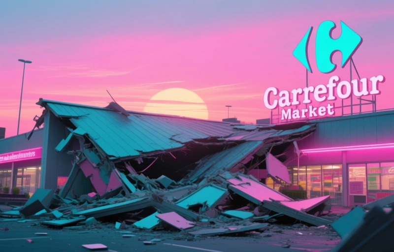 Visuele weergave van Carrefour Market heropent in juni na dakinstorting