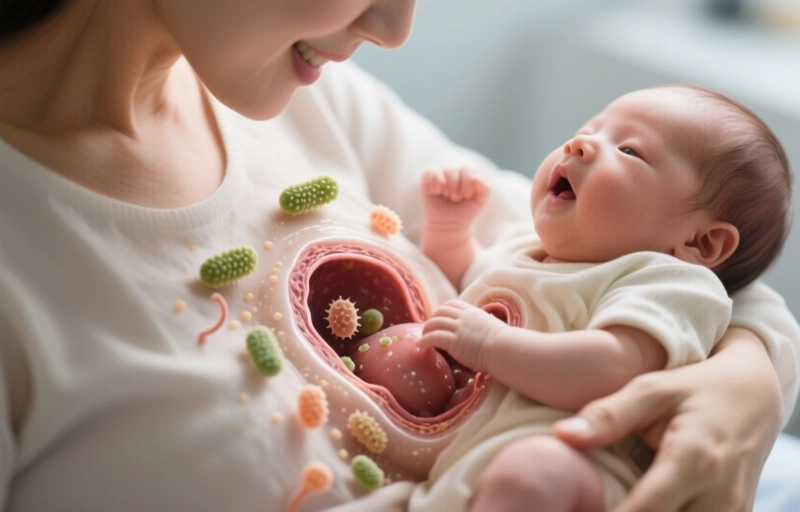 Visual representation of How Maternal Bacteria Protect Babies from Asthma and Allergies