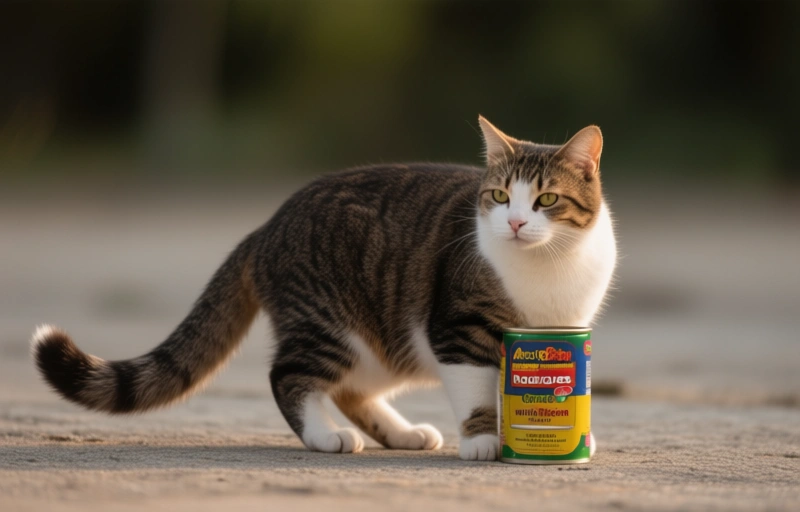 Visuelle Darstellung von Andy Rodrigues dehnt Gato Vira Latas Po mit seinem dicken Schwanz