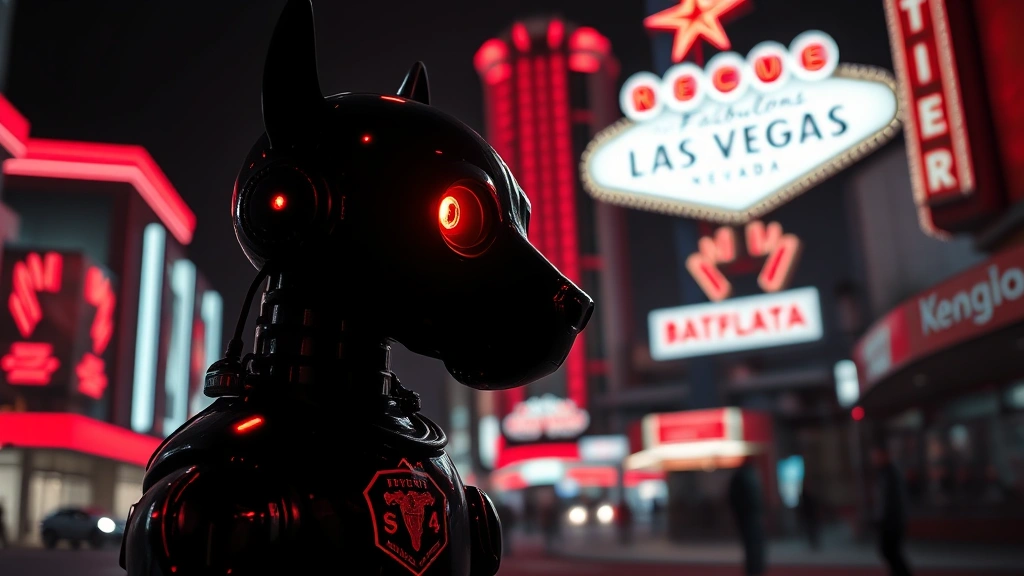 Roboter-Sicherheitshund patrouilliert auf dem Las Vegas Strip