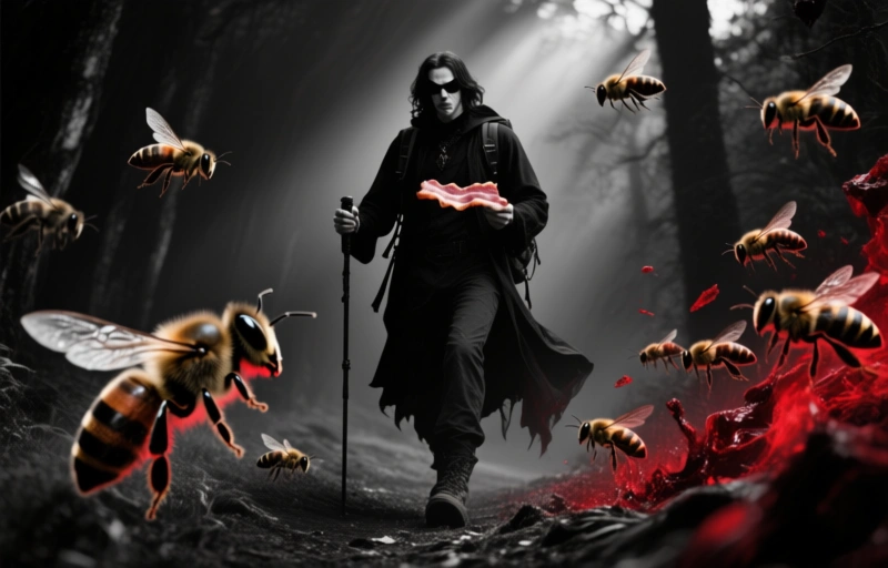 Visual representation of Actor Kevin Bacon Swarmed by Bees During Hike