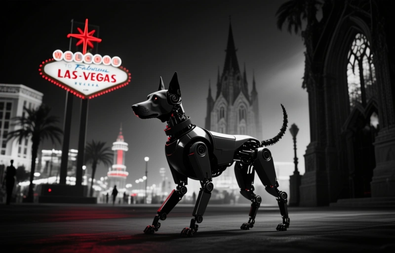 Робот-собака патрулирует достопримечательность Лас-Вегаса