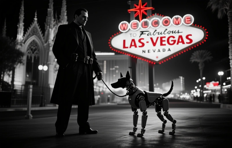 Робот-собака патрулирует достопримечательность Лас-Вегаса