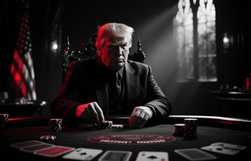 Trump promoot illegaal cryptocasino Stake via AI-afbeelding