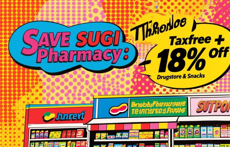 Save at SUGI Pharmacy: Tax-Free + 18% Off Drugstore & Snacks