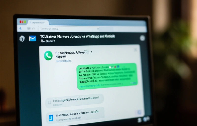 Visual representation of TCLBanker Malware Spreads via WhatsApp and Outlook