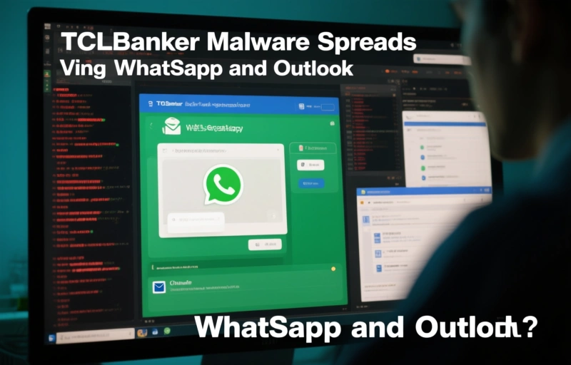 Visual representation of TCLBanker Malware Spreads via WhatsApp and Outlook