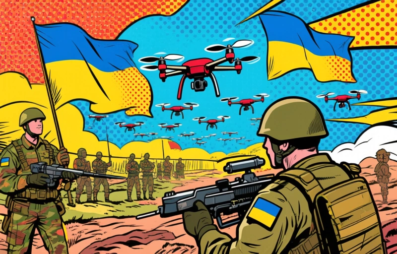 Visuele weergave van Drone-oorlog in Oekraïne