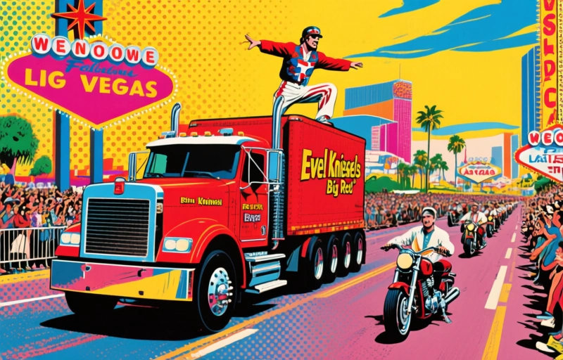 Evel Knievels "Big Red" Truck auf dem Las Vegas Strip