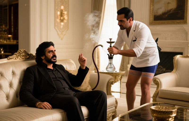 Visuelle Darstellung von Jafar dominiert Austin Ponce in Dominant Hookah King