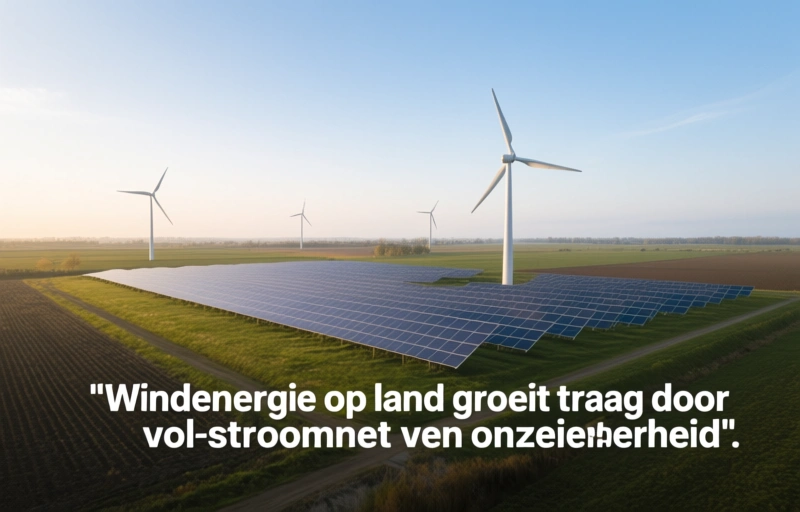 Visuele weergave van Windenergie op land groeit traag door vol stroomnet en onzekerheid