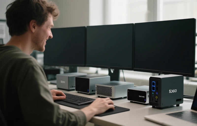 $360 Mini PC Packs 24TB SSD, Powers Quad Displays