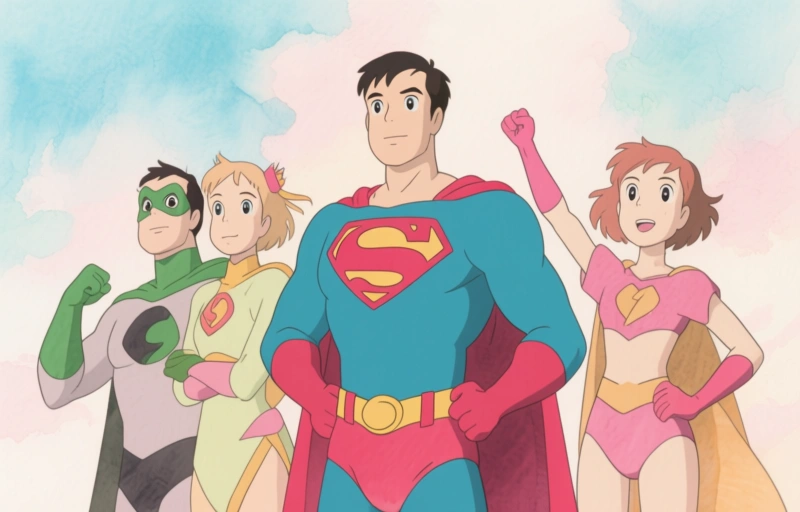 Visuele weergave van Superhelden, Ninja's en Paasmysteries