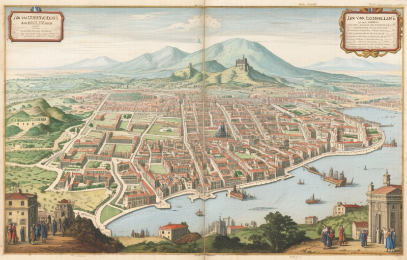 Visual representation of Jan van Stinemolen's 1582 Naples Panorama
