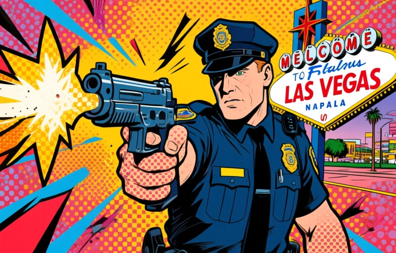 Visuaalinen esitys aiheesta Ampumavälikohtaus Las Vegas Stripin lähellä johti barrikaditilanteeseen