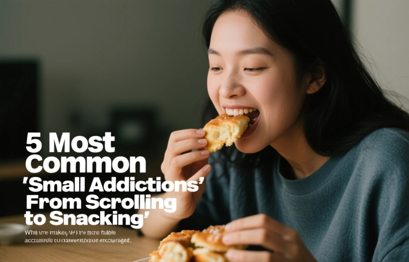 Visual representation of 5 Most Common 'Small Addictions' From Scrolling to Snacking