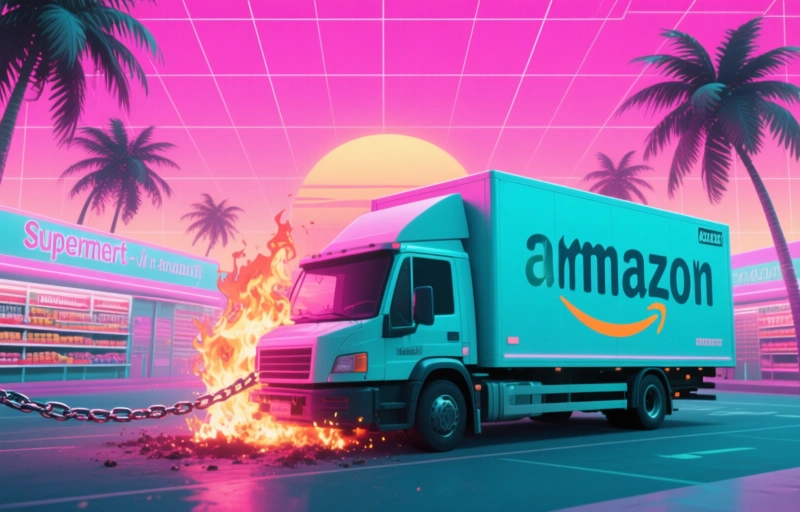 Amazon-vrachtwagen brandt uit: Supermarkt in vlammen door kettingreactie