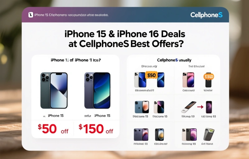 Visual representation of iPhone 15 & iPhone 16 Deals at CellphoneS