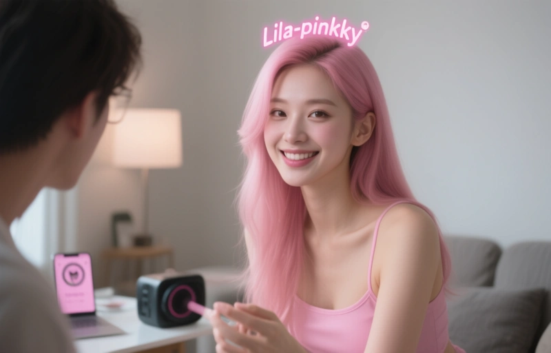Lila-pinkky: StripChat-Cam-Modell im Porträt