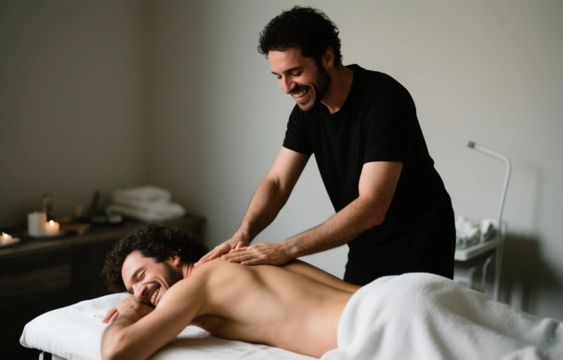 Florez genießt intensive Massage von Jan Stallion