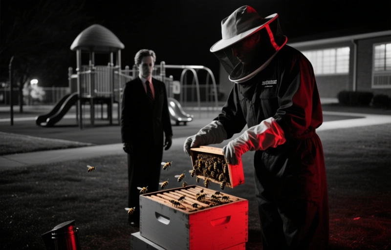 Assistant Principal Safely Removes Swarm from Playground