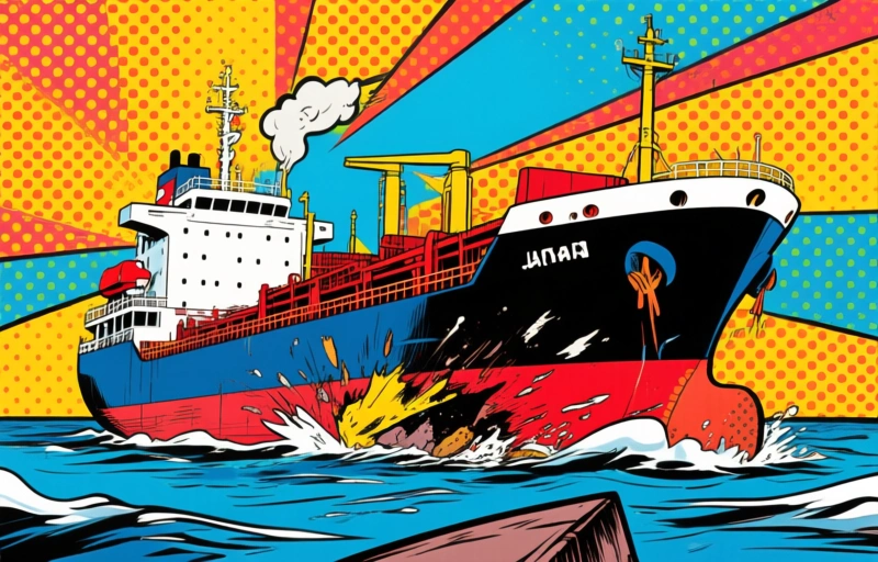 Visuele weergave van Japanse olietanker duikt op buiten Hormuz na geheime doorvaart