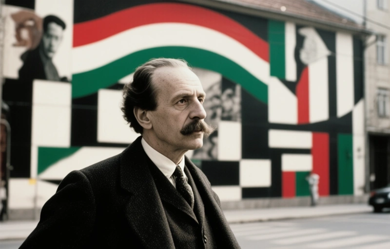 Visual representation of Theo van Doesburg and the Hungarian Avant-Garde Network